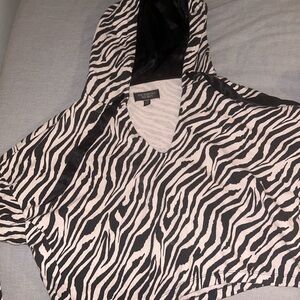 Victoria Secret Zebra Print Pullover Jacket w/ Silk Hood